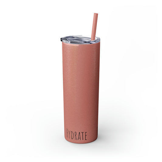 Glitter Dusty Rose Tumbler with Straw, 20oz (Hydrate, Refill, Repeat)