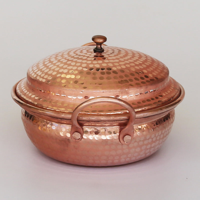 Hammered Copper Pot with Ear Handles & Lid