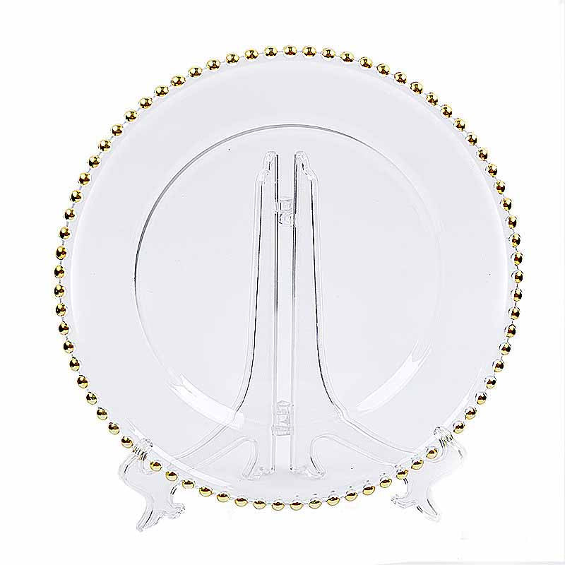Glass Plates with Gold Bead Trim