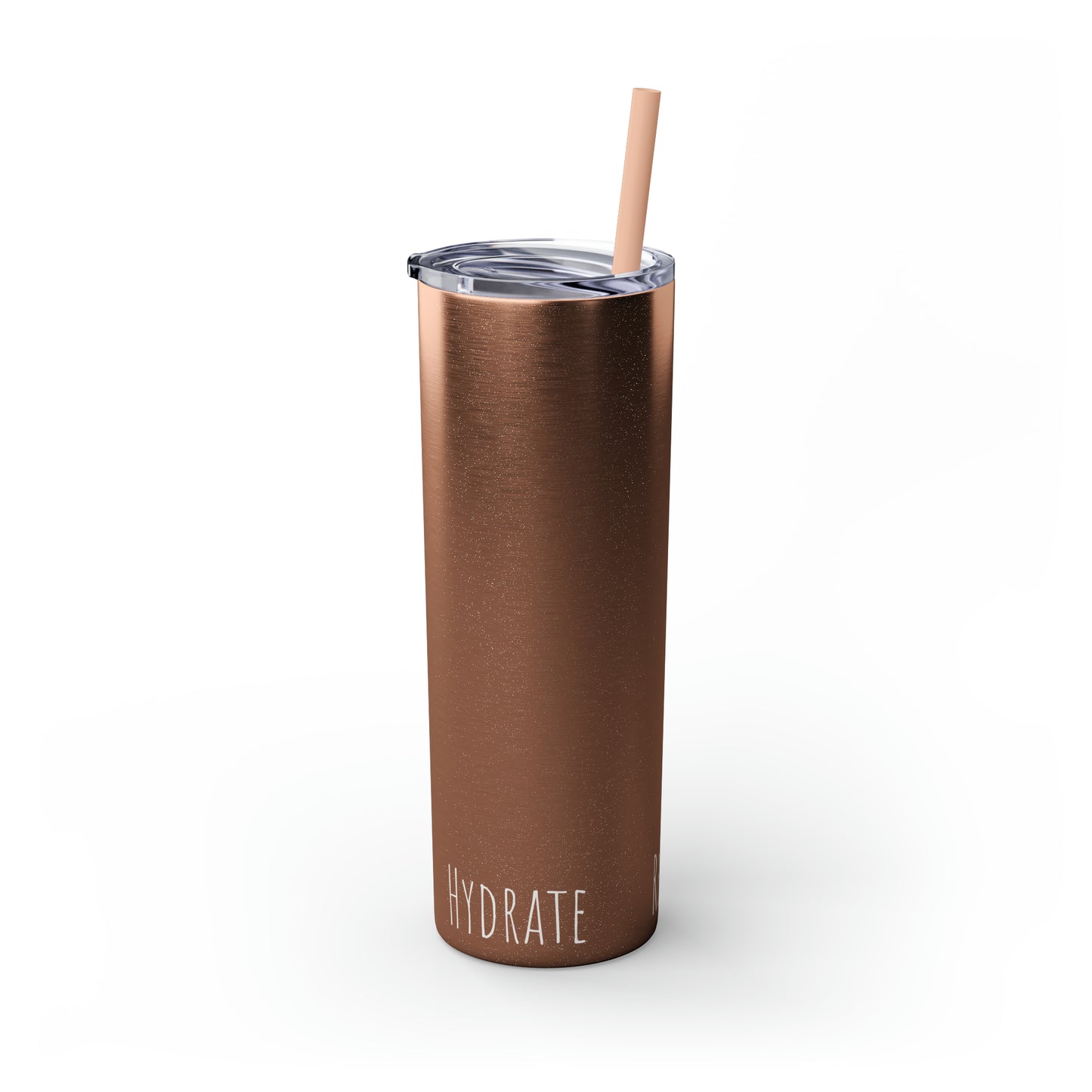 Glitter Rosegold Tumbler with Straw, 20oz (Hydrate, Refill, Repeat)