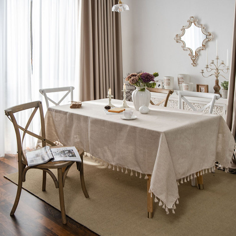 Linen Tablecloth with Tassels