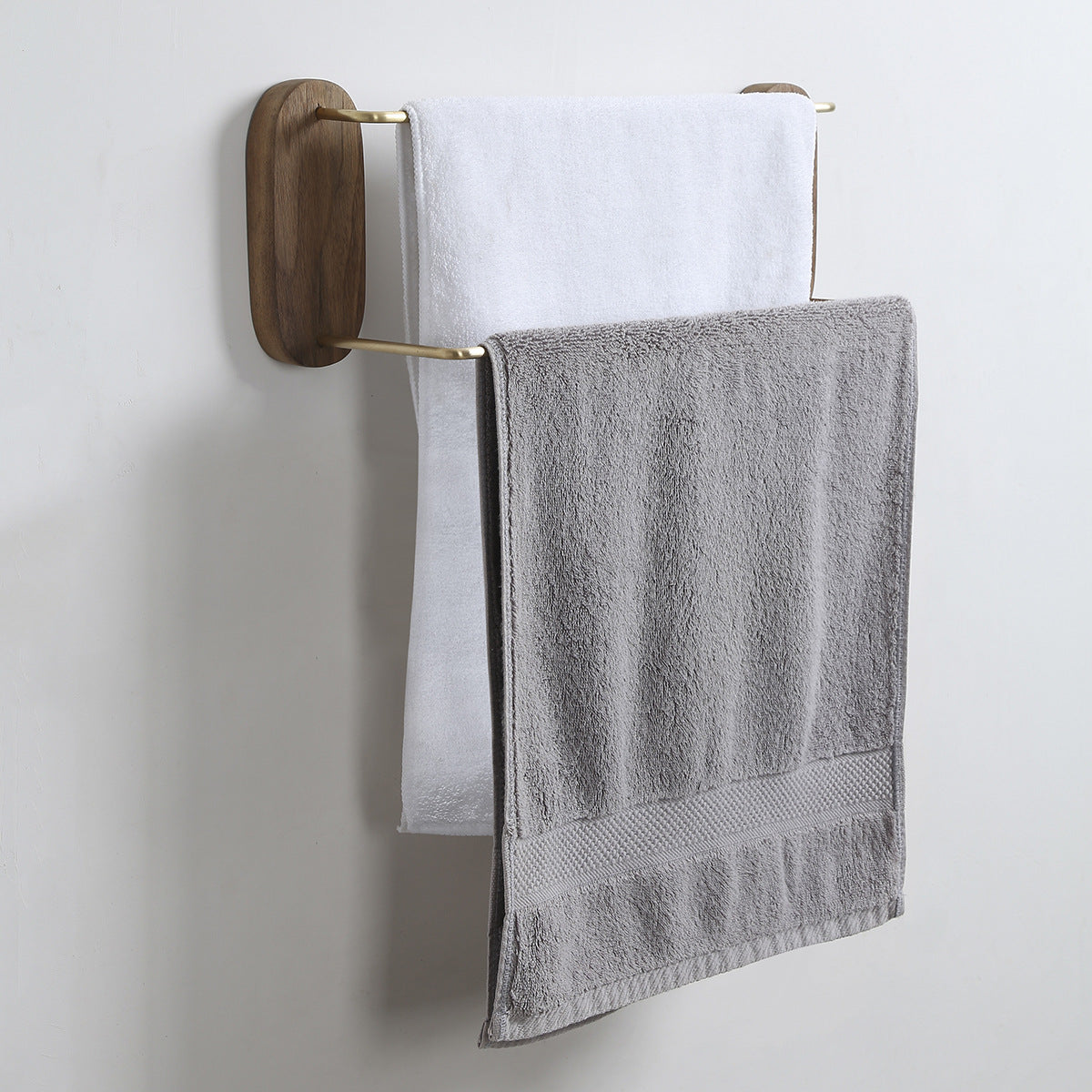 Walnut & Brass Bath Towel Rack