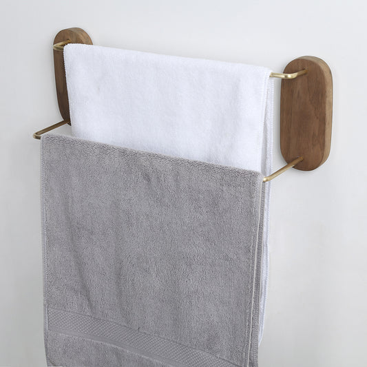 Walnut & Brass Bath Towel Rack