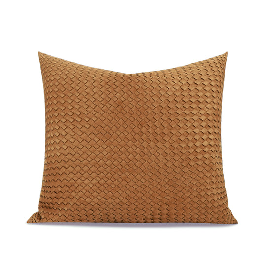 Woven Suede Leather Throw Pillow