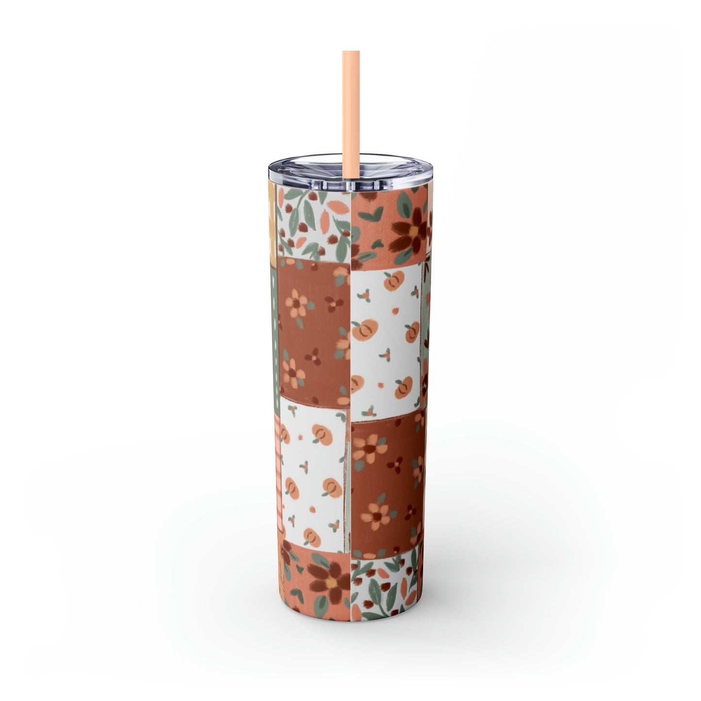 Skinny Tumbler with Straw, 20oz (Autumn Quilt)