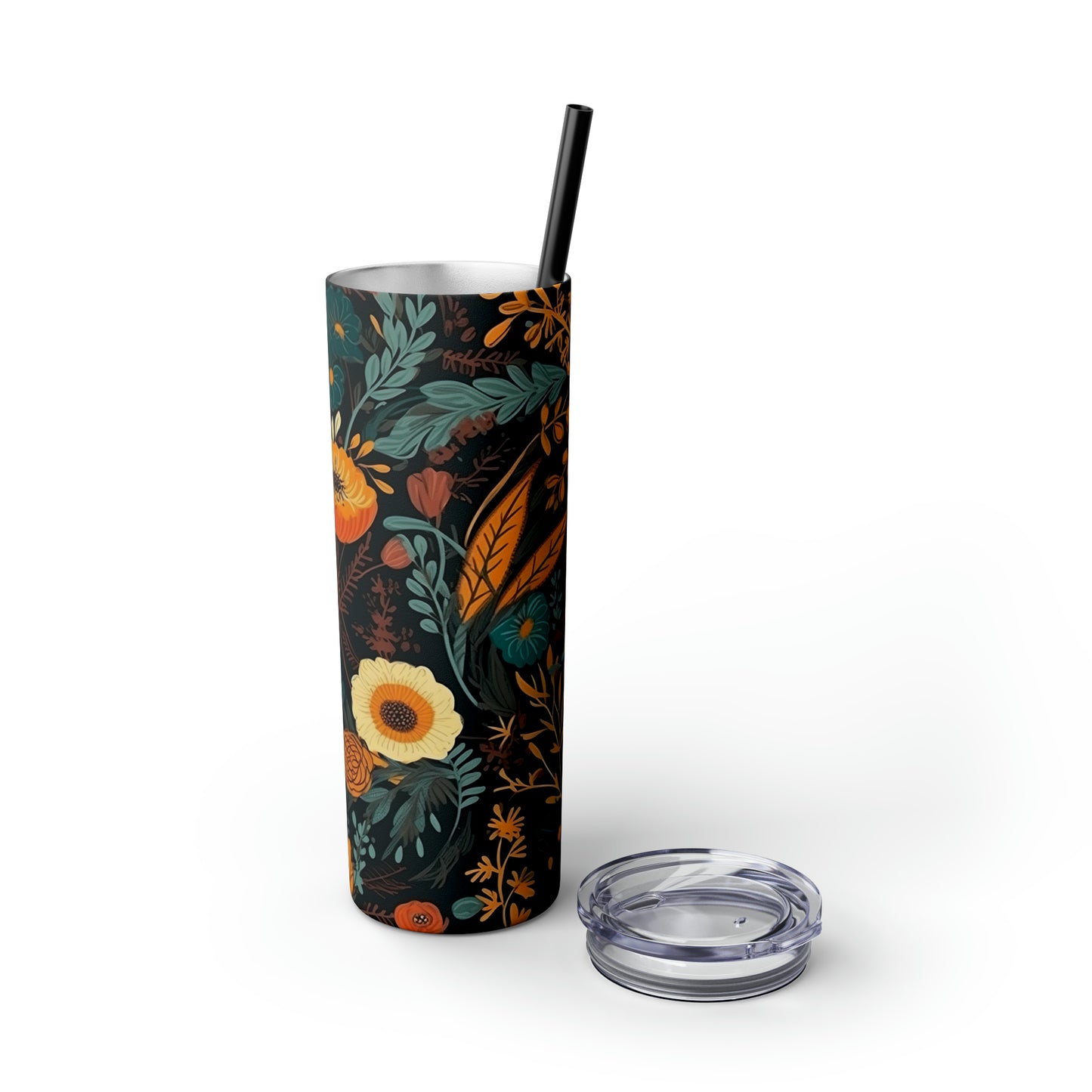Skinny Tumbler with Straw, 20oz (Moody Floral)