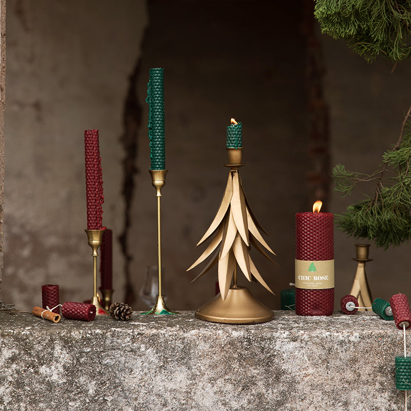 Brass Tree Candle Holder Set