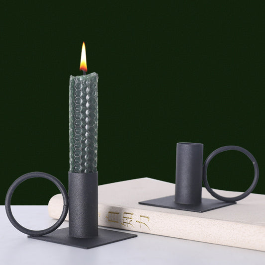 Small Pair of Wrought Iron Candle Holders