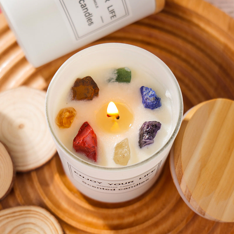 Crystal Chakra Stone Therapy Candle