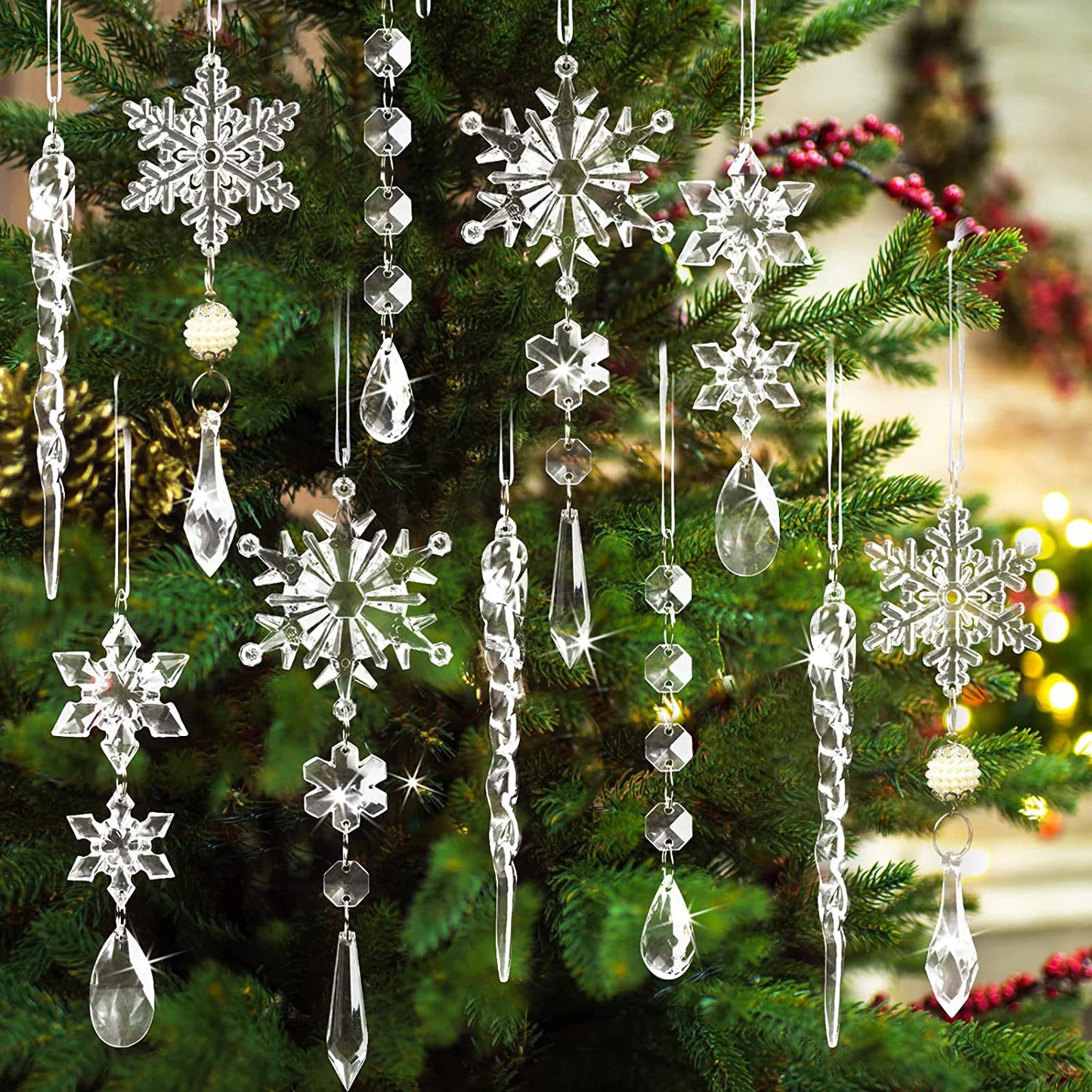 Icicle & Snowflake Ornament Set