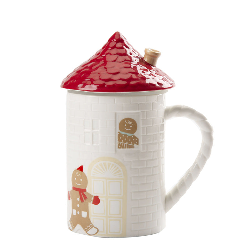 Gingerbread Cottage Mug with Lid