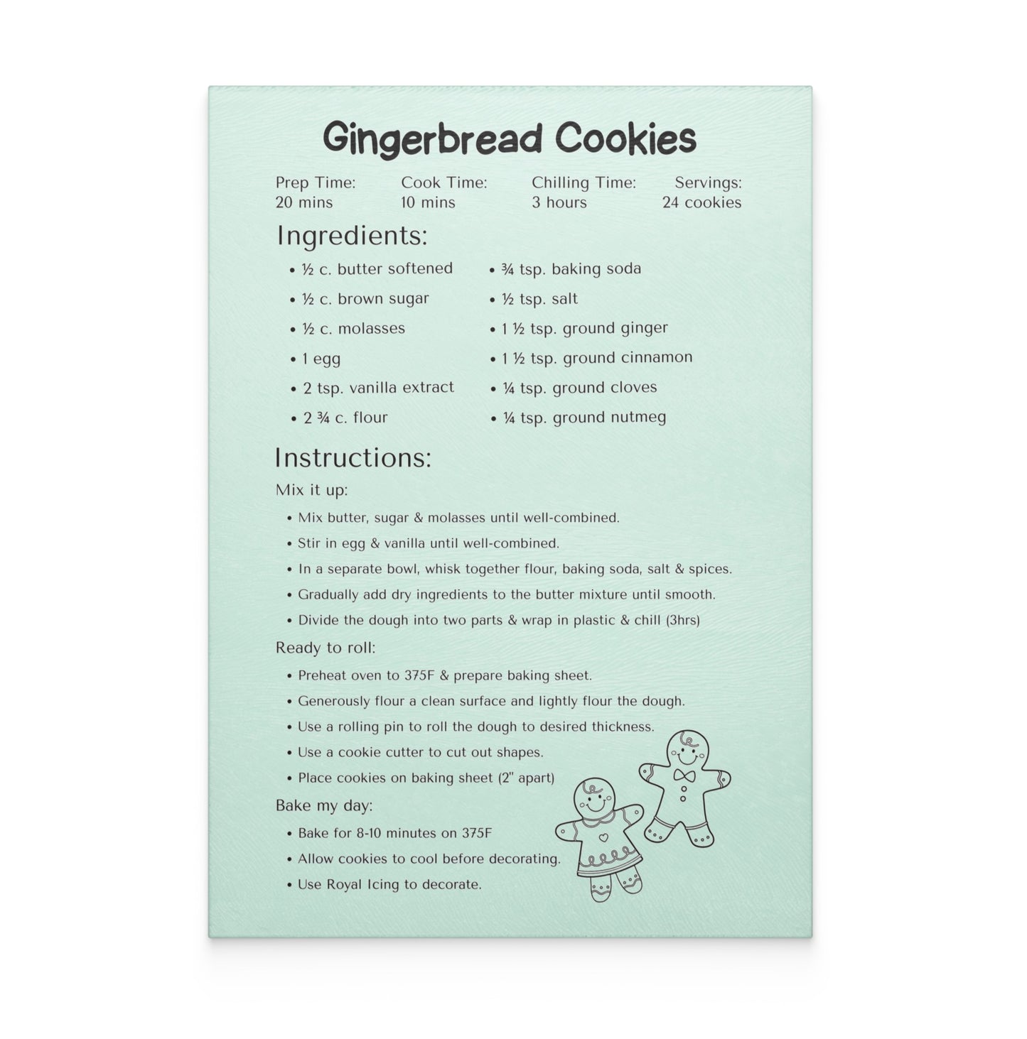 Glass Cutting Board (Gingerbread Recipe)