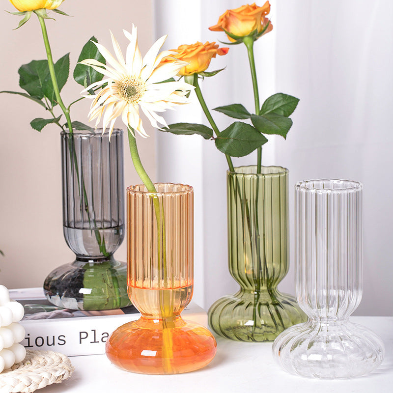 Corrugated Retro Glass Bud Vase