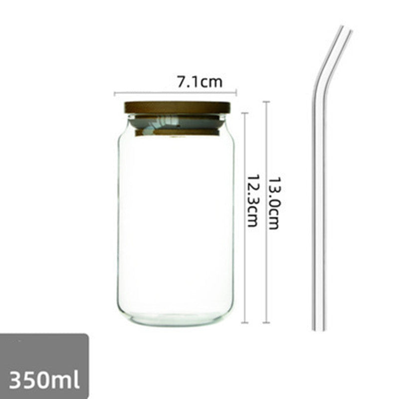 Beer Can Glass with Lid & Straw