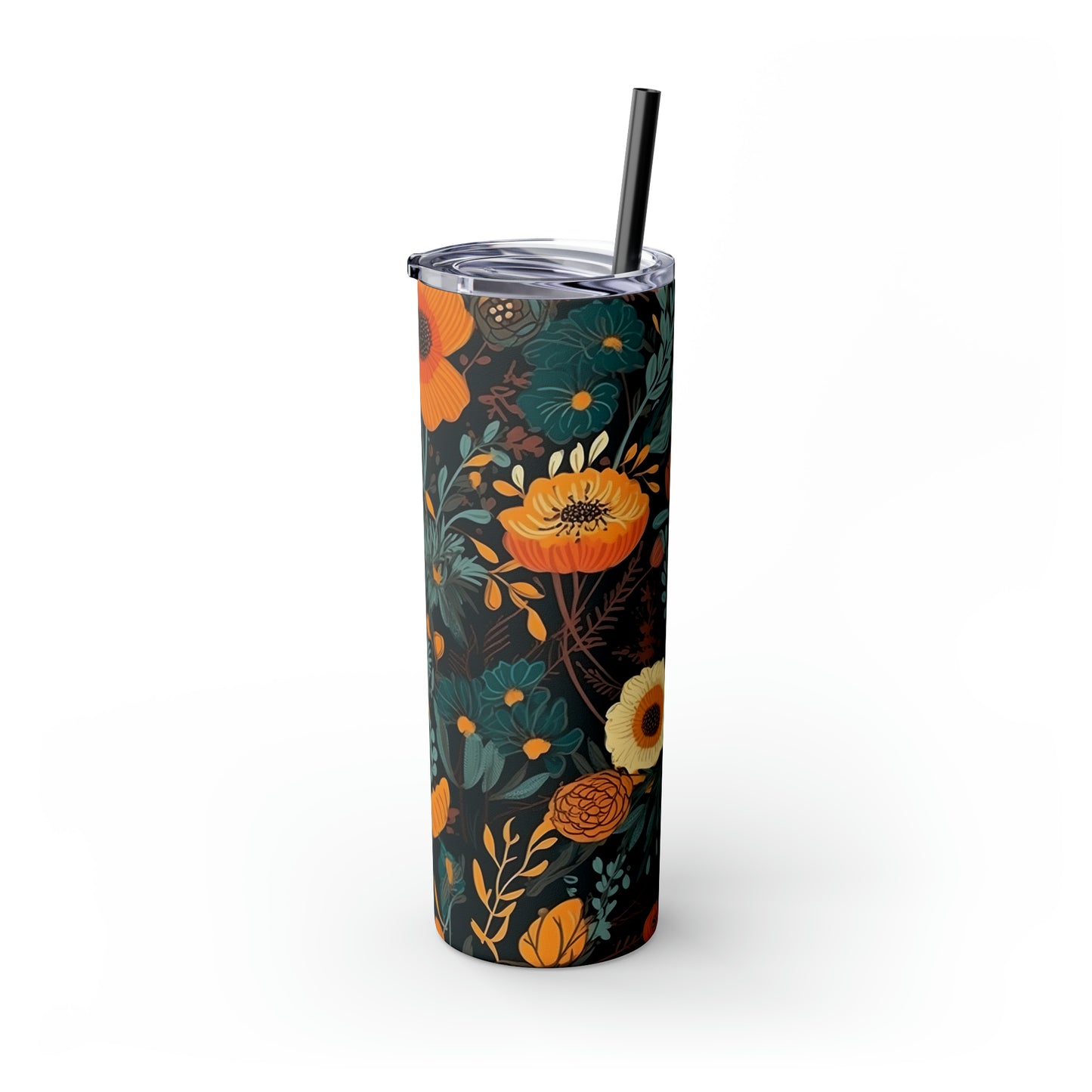 Skinny Tumbler with Straw, 20oz (Moody Floral)