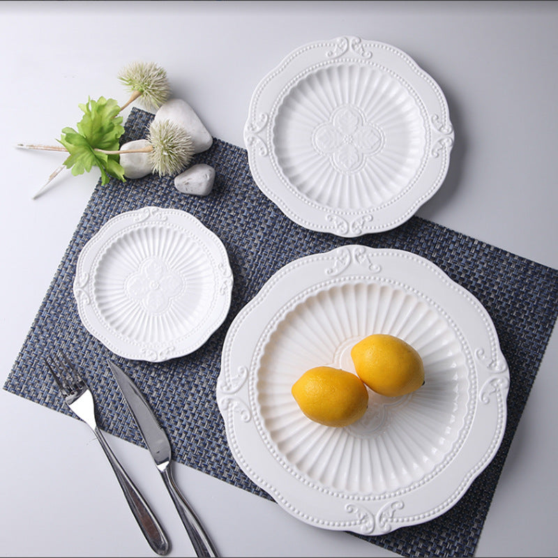 White Embossed & Fluted Plates
