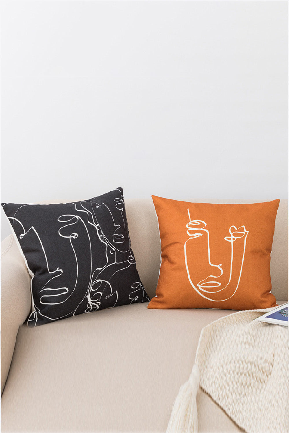 2-Pack Throw Pillow Covers (Line Art)