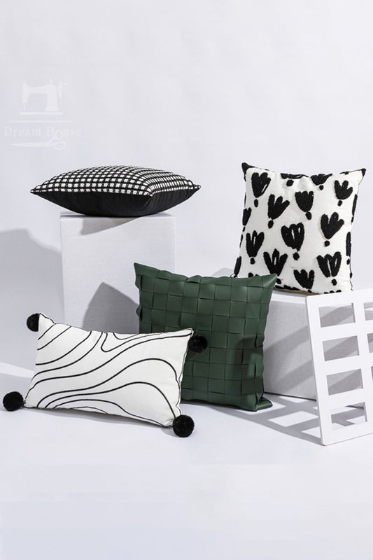 4-Pack Throw Pillow Covers (Contemporary Designs: Black, White, & Green)